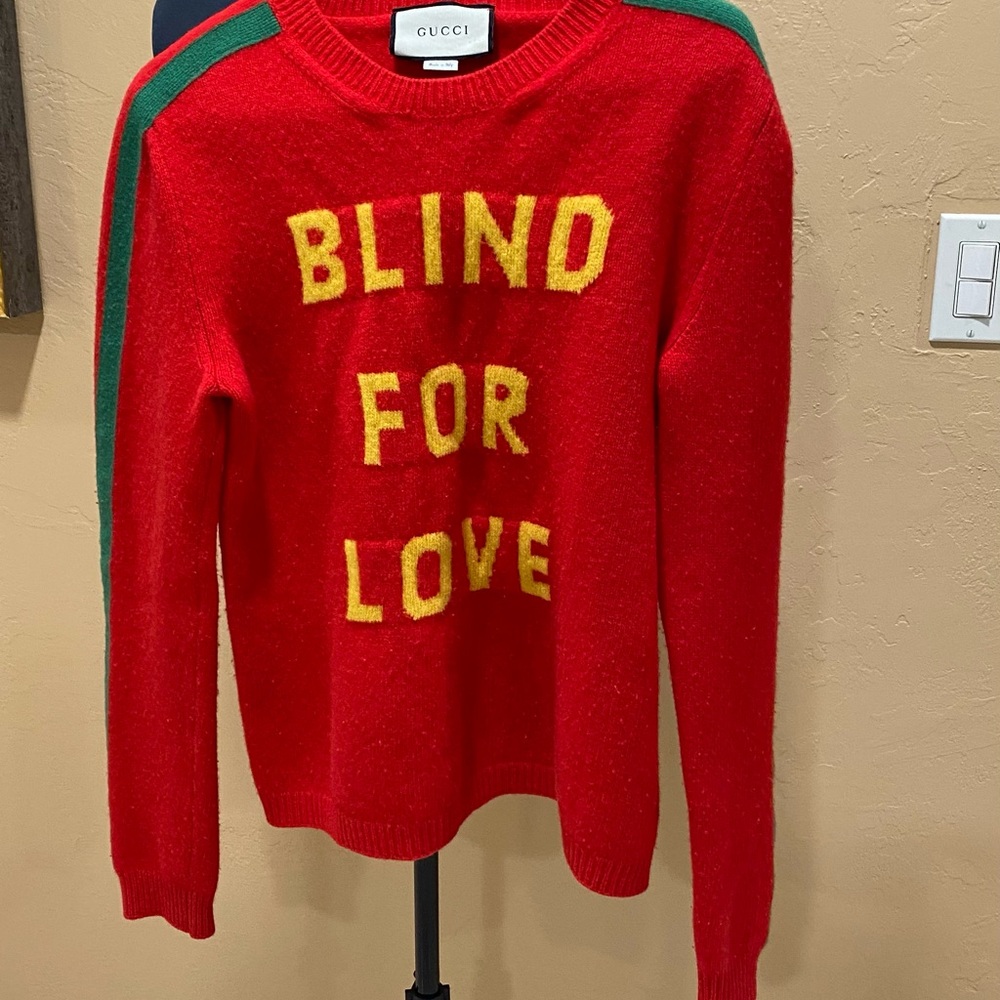 Gucci Red and Green 'Blind for Love' Sweater